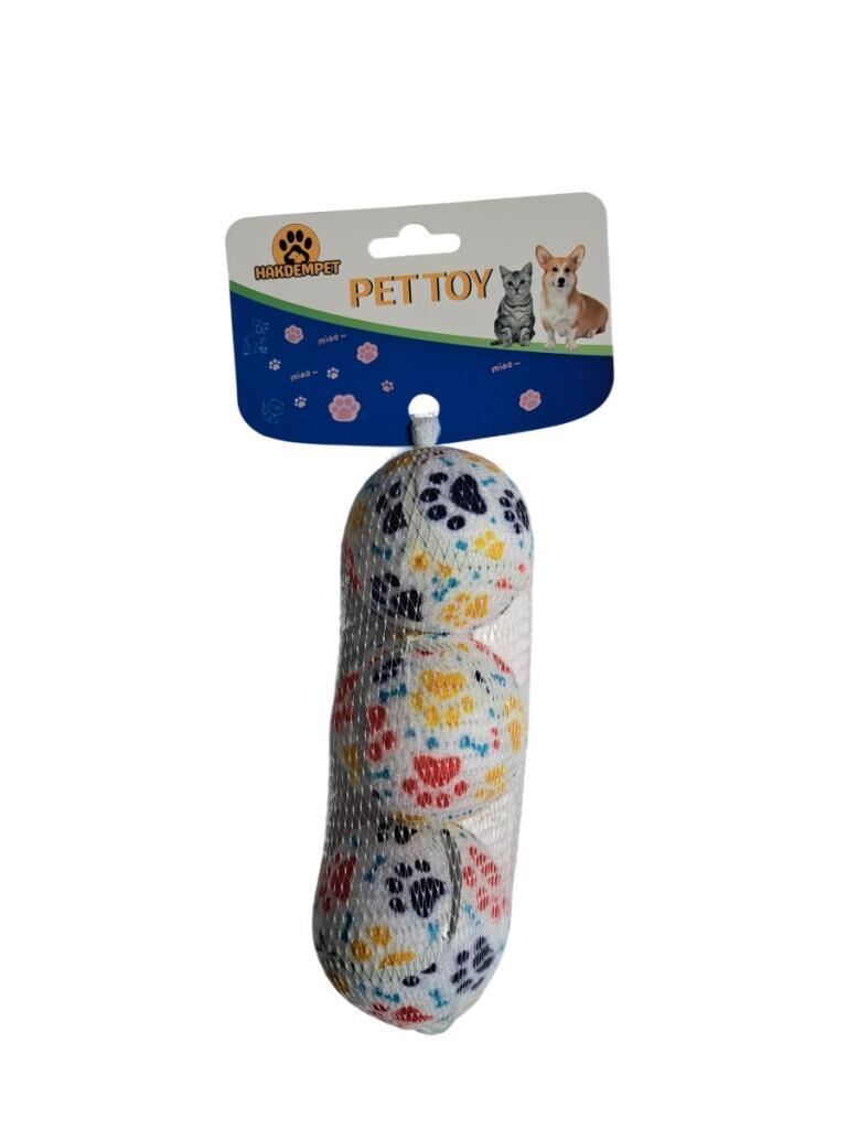 Petpretty 3'lü Pati Desenli Köpek Topu 6,5 Cm