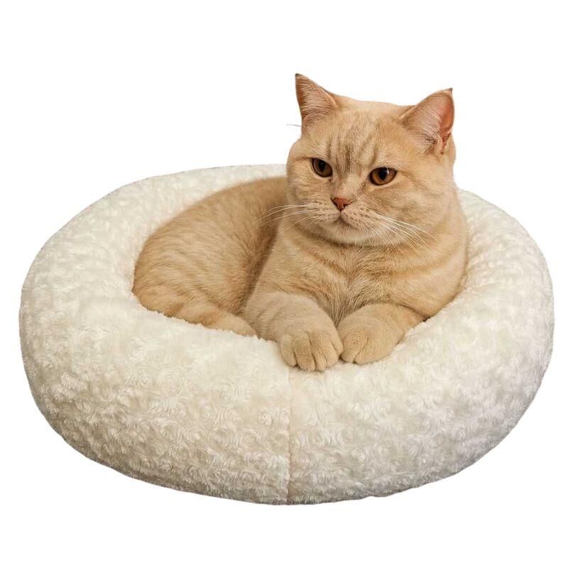 Petpretty دونات تخت مخملی سفید 55*55 cm