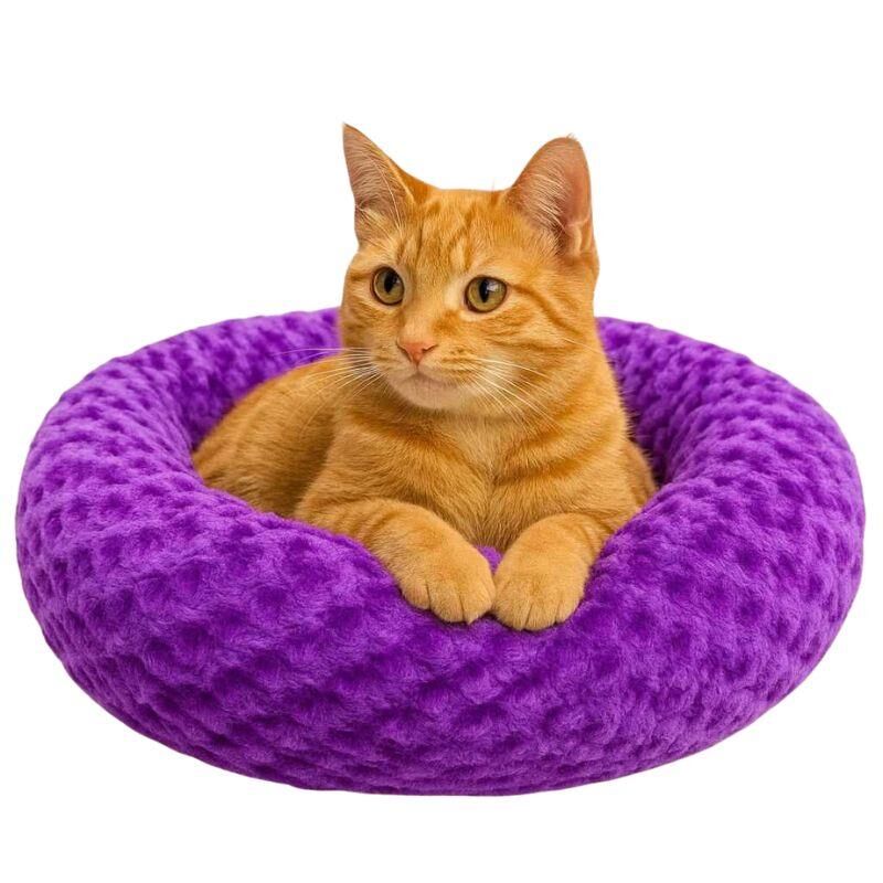Pet pretty تخت خواب دونات بنفش مخملی 55x55 Cm