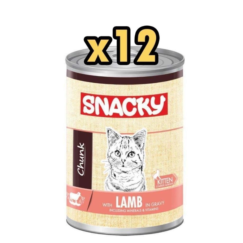 Snacky Chunk Kuzu Etli Yavru Kedi Konservesi 400 gr 12'li Paket