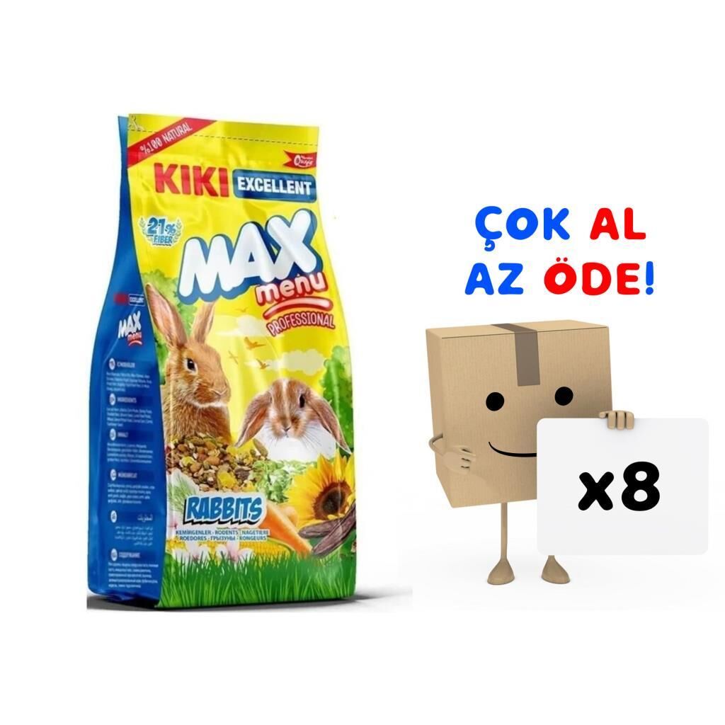 Kiki Excellent Kemirgen Max Menu Tavşan Yemi 1000 Gr 8'li Paket