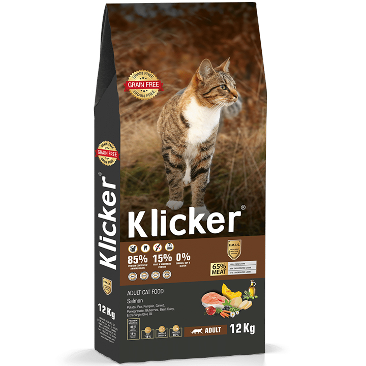 Klicker Glutensiz Tahılsız Somonlu Yetişkin Kedi Maması 12KG