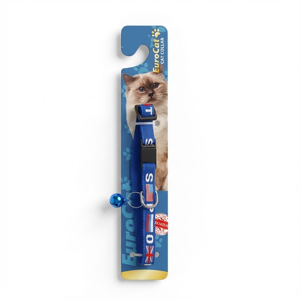 Bayrak قلاده گردنی گربه طرح دار 10 mm / 28 cm آبی