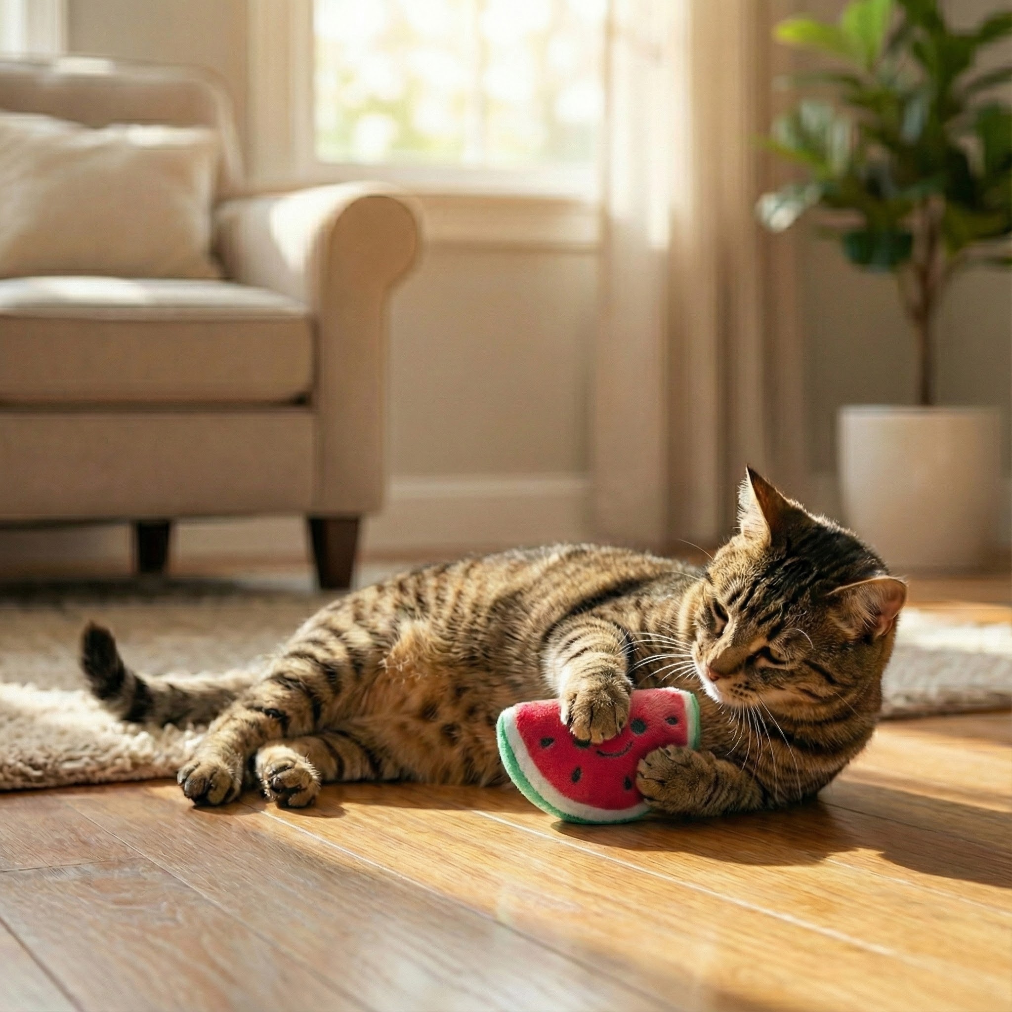 Eastland Catnipli Hışırtılı Peluş Karpuz Kedi Oyuncağı 8,5cm