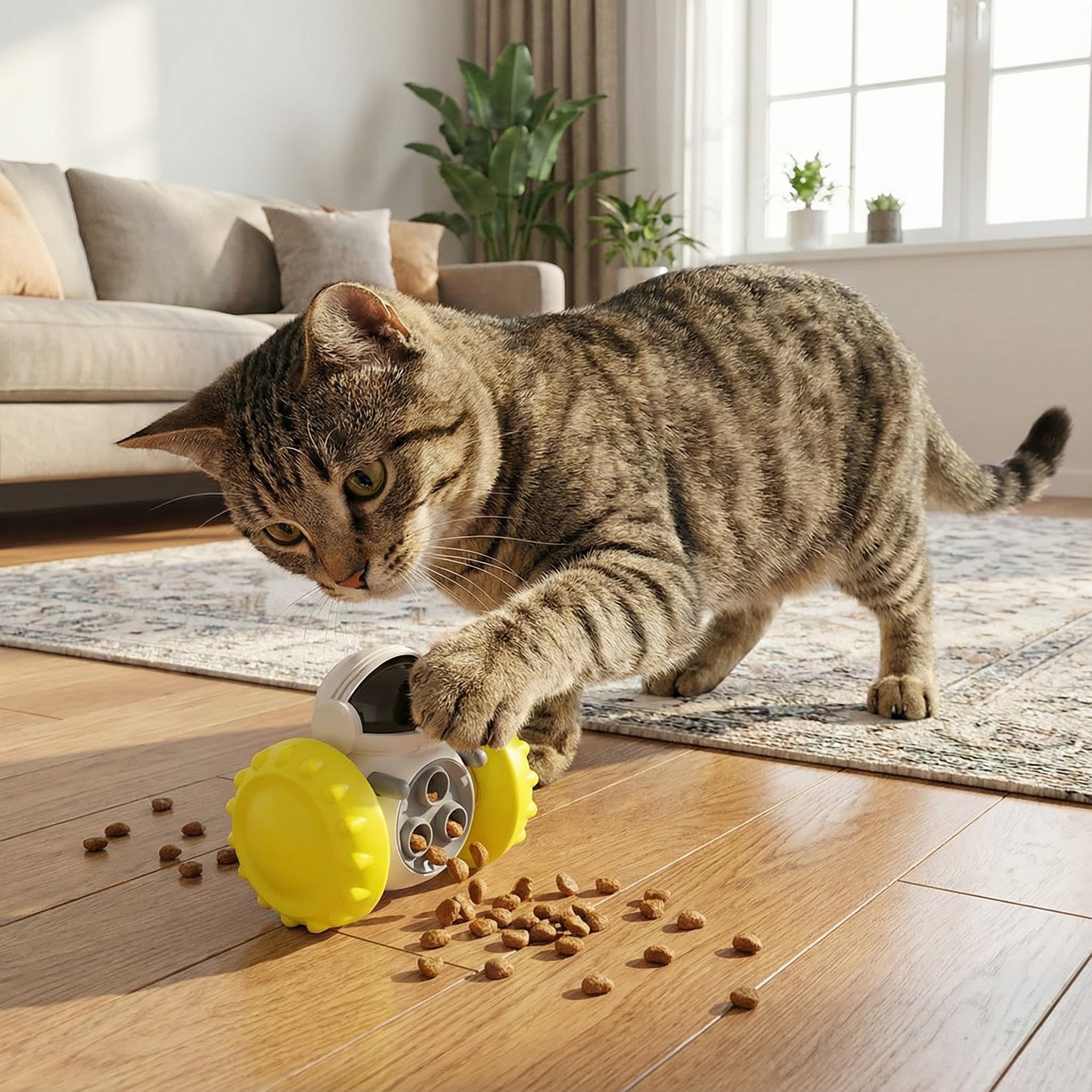 Ewox İnteraktif Kedi Ödül Dağıtım Robotu Sarı