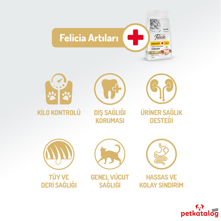 Felicia Urinary Care Adult Chicken Sterilised 12 Kg Kolajen Destekli Hipoalerjenik Tavuklu Kısırlaştırılmış Yetişkin Kedi Maması