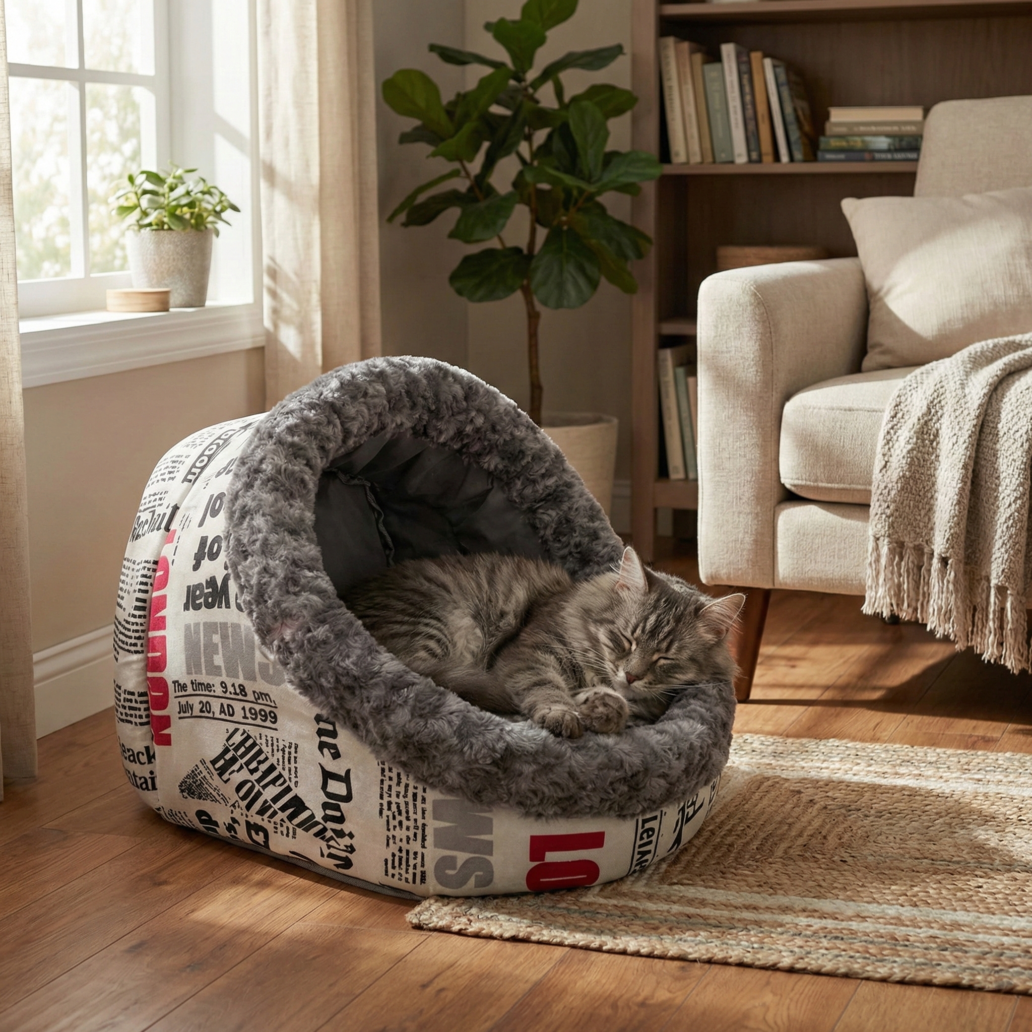 Petpretty Comfort Alaska Yuva Yatak Gri Desenli 47x40x38 Cm