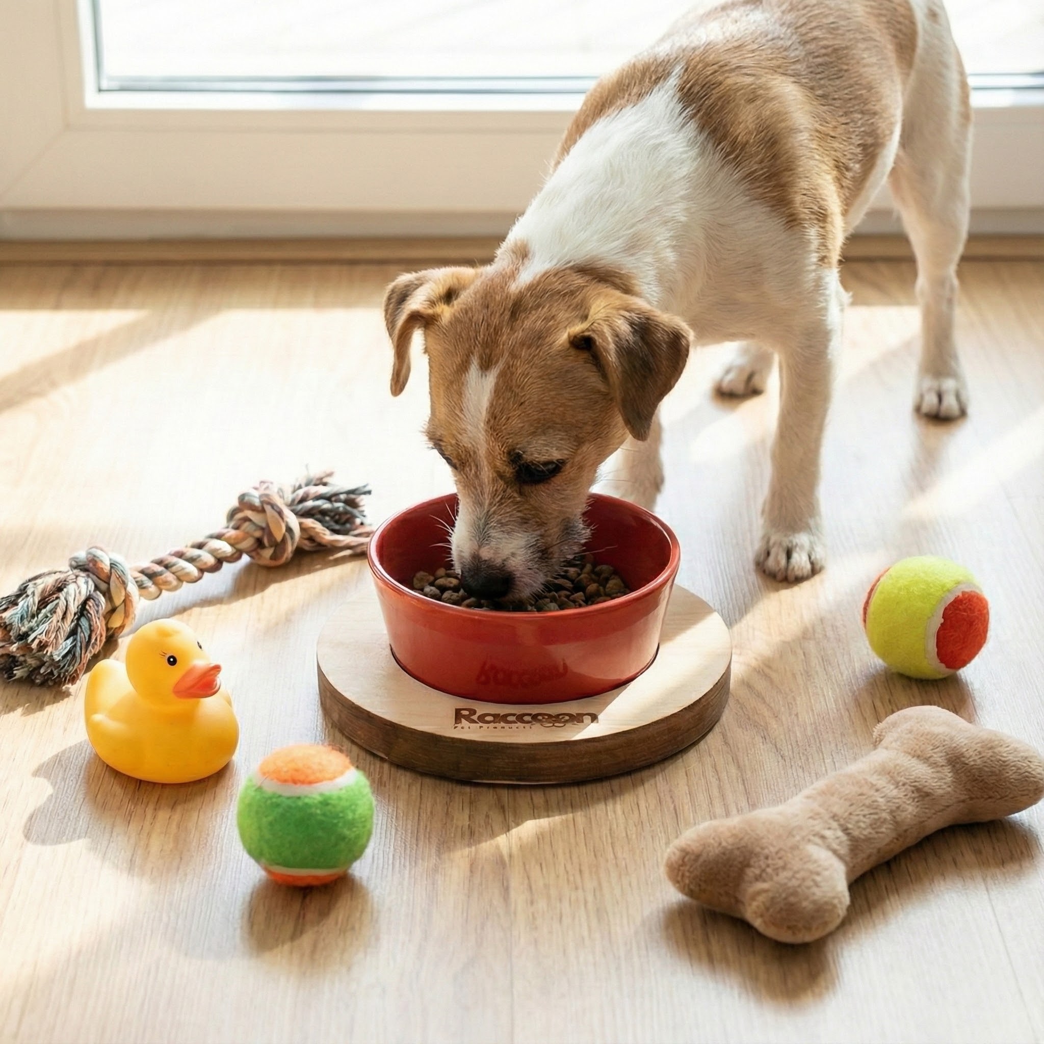 Raccon Zeus Kedi ve Köpekler İçin Seramik Mama Kabı Kırmızı 13 Cm