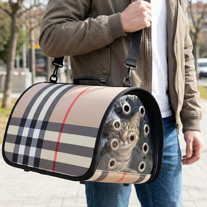 Teng Flybag Ekose Desenli Taşıma Çantası 25x40x35cm