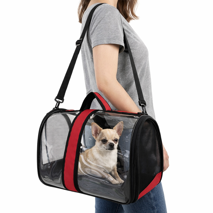 Teng Flybag Şeffaf Taşıma Çantası (Kırmızı) 25x40x35cm