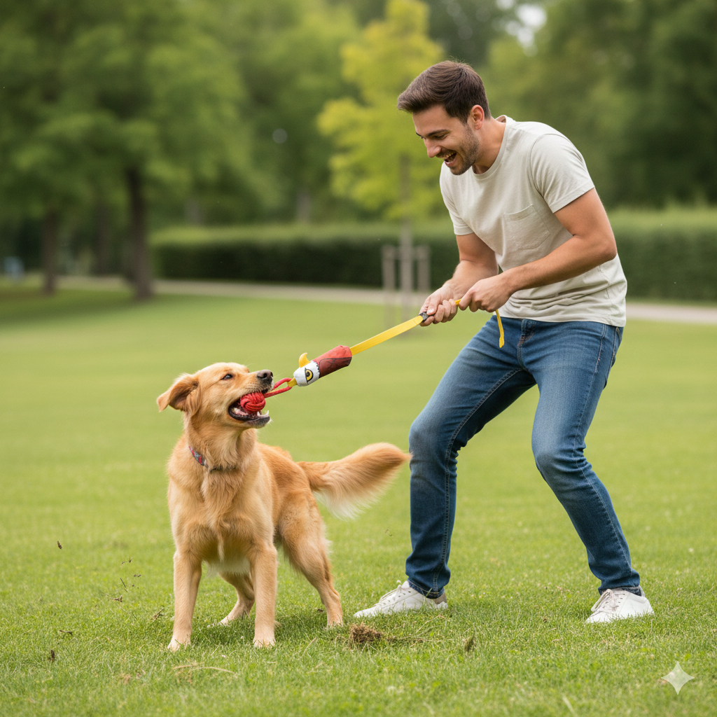 Teng İpli Sesli Köpek Çekiştirme ve Isırma Oyuncağı