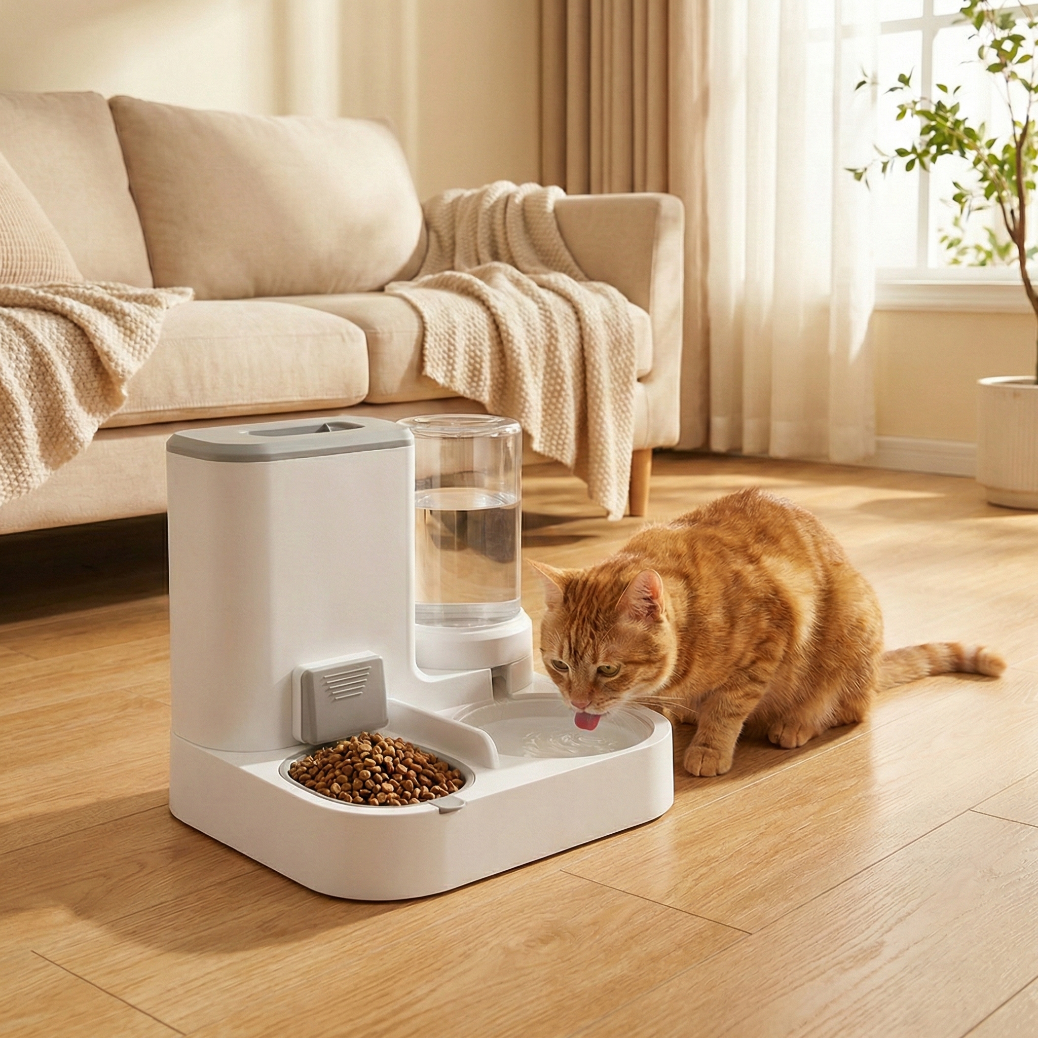 Teng Kedi ve Köpekler İçin Hazneli Mama ve Su Kabı