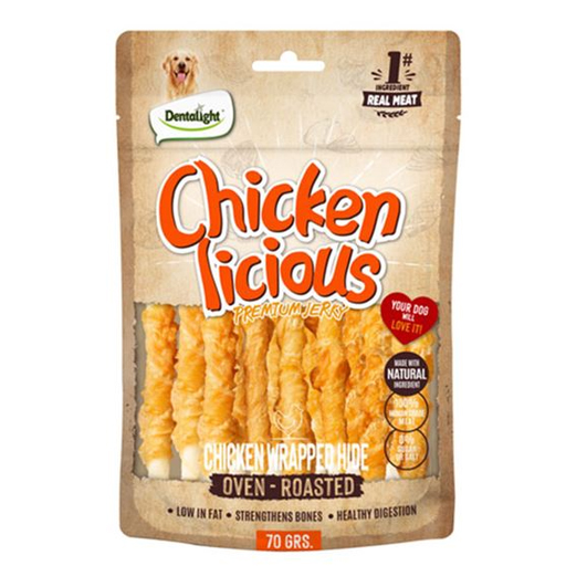 Dentalight Tavuk Eti Sarılı Deri Köpek Ödülü 70 g