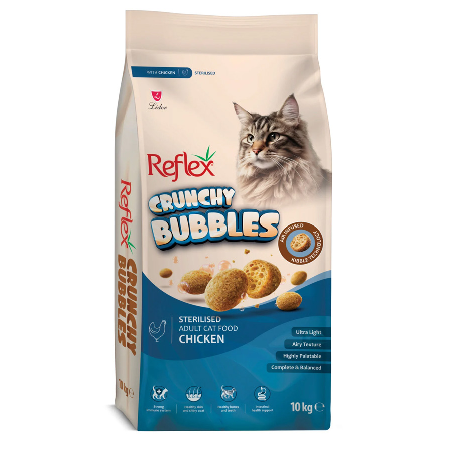 Reflex Crunchy Bubbles Kısırlaştırılmış Tavuklu Yetişkin Kedi Maması 10 kg