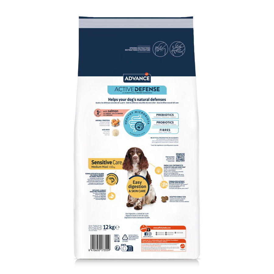 Advance Adult Sensitive Care غذای سگ بالغ نژاد متوسط و بزرگ با سالمون 12 کیلوگرم