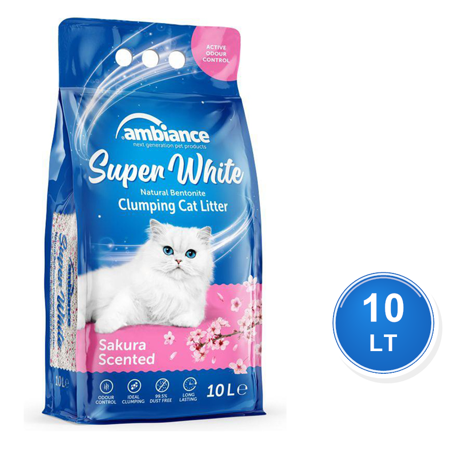 Ambiance Kiraz Çiçeği Kokulu 10 LT İnce Taneli Topaklanan Bentonit Kedi Kumu
