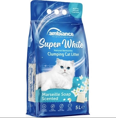 Ambiance Marsilya Sabunu Kokulu 5 LT İnce Taneli Topaklanan Bentonit Kedi Kumu