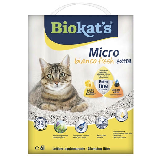 Biokat's Bianco Extra Aktif Karbonlu Bahar Kokulu 6 LT İnce Taneli Topaklanan Bentonit Kedi Kumu