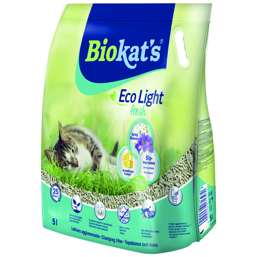 Biokat's Eco Light Bahar Kokulu 5 LT Pelet Topaklanan Bitkisel Kedi Kumu