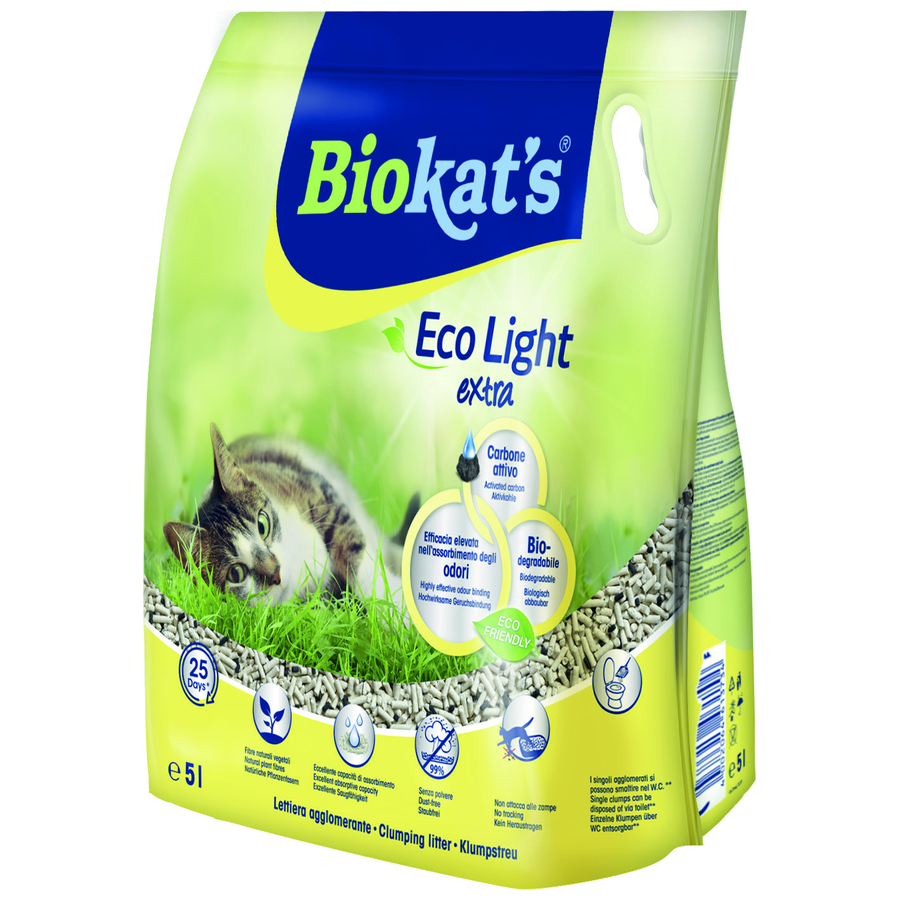 Biokat's Eco Light Extra Aktif Karbonlu 5 LT Pelet Topaklanan Bitkisel Kedi Kumu
