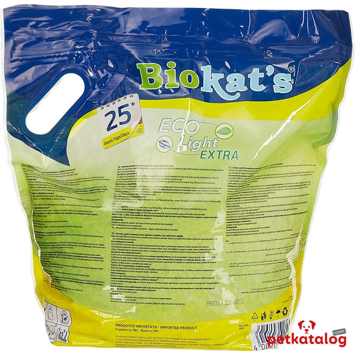 Biokat's Eco Light Extra Aktif Karbonlu 5 LT Pelet Topaklanan Bitkisel Kedi Kumu