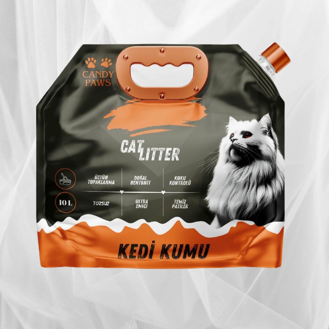 Candy Paws Aktif Karbonlu 10 LT İnce Taneli Topaklanan Bentonit Kedi Kumu