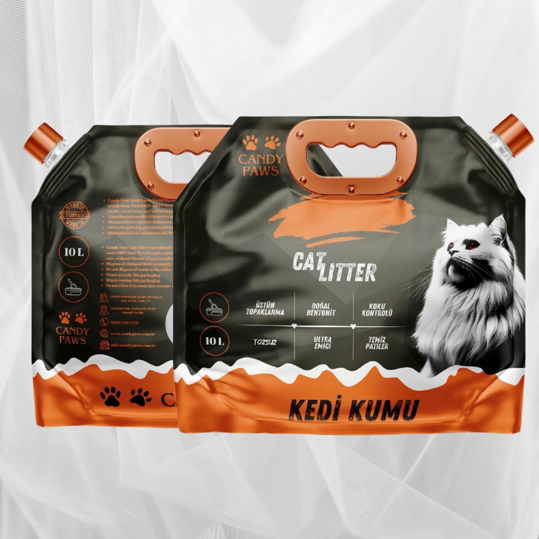 Candy Paws Aktif Karbonlu 10 LT İnce Taneli Topaklanan Bentonit Kedi Kumu