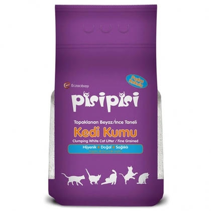 Pisi Pisi Bebek Pudrası Kokulu 5 KG Kalın Taneli Topaklanan Bentonit Kedi Kumu
