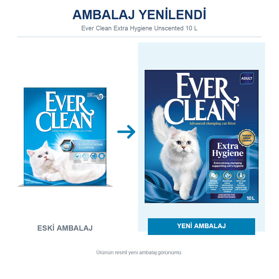 Ever Clean Extra Hygiene Unscented 10 LT Kokusuz İnce Taneli Topaklanan Bentonit Kedi Kumu
