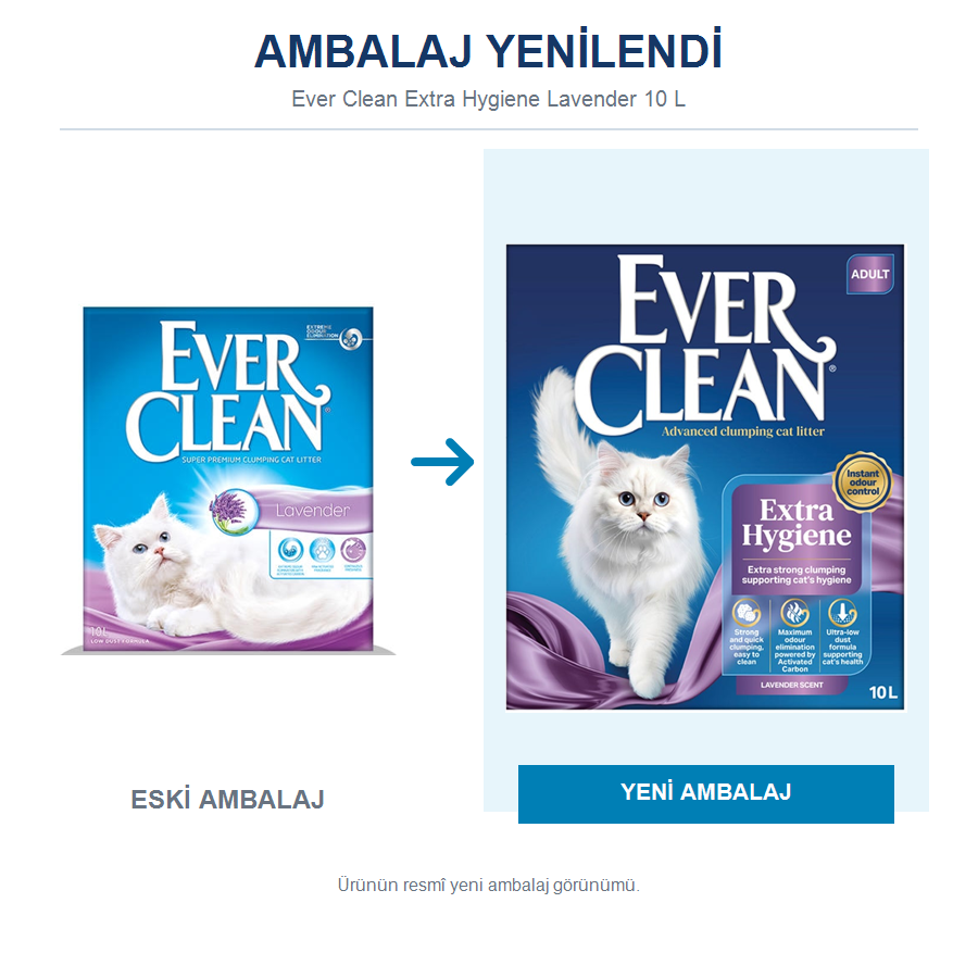 Ever Clean Extra Hygiene Lavender 10 LT Lavanta Kokulu İnce Taneli Topaklanan Bentonit Kedi Kumu
