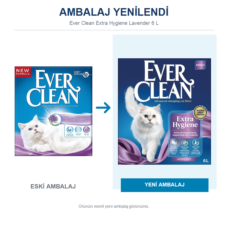 Ever Clean Extra Hygiene Lavender 6 LT Lavanta Kokulu İnce Taneli Topaklanan Bentonit Kedi Kumu