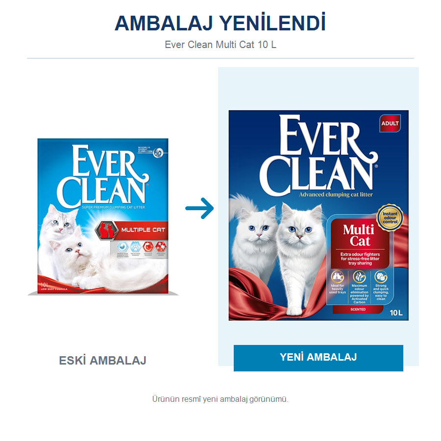 Ever Clean Multi Cat 10 LT Çok Kedili Evler İçin İnce Taneli Topaklanan Bentonit Kedi Kumu