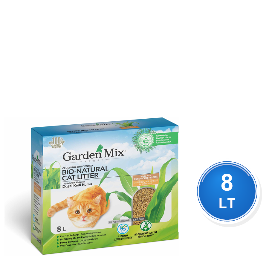 Garden Mix 8 LT Topaklanan Bitkisel Kedi Kumu