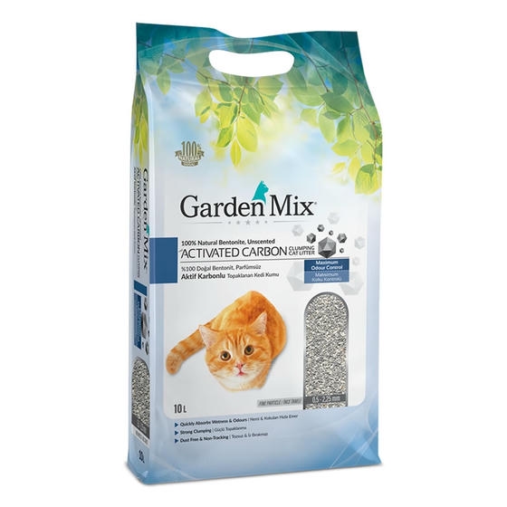 Garden Mix Aktif Karbonlu 10 LT İnce Taneli Topaklanan Bentonit Kedi Kumu