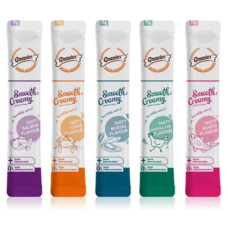 Gnawlers Smooth Creamy Karışık Lezzetli Krema Kedi Ödülü 300 Gr 20 Li