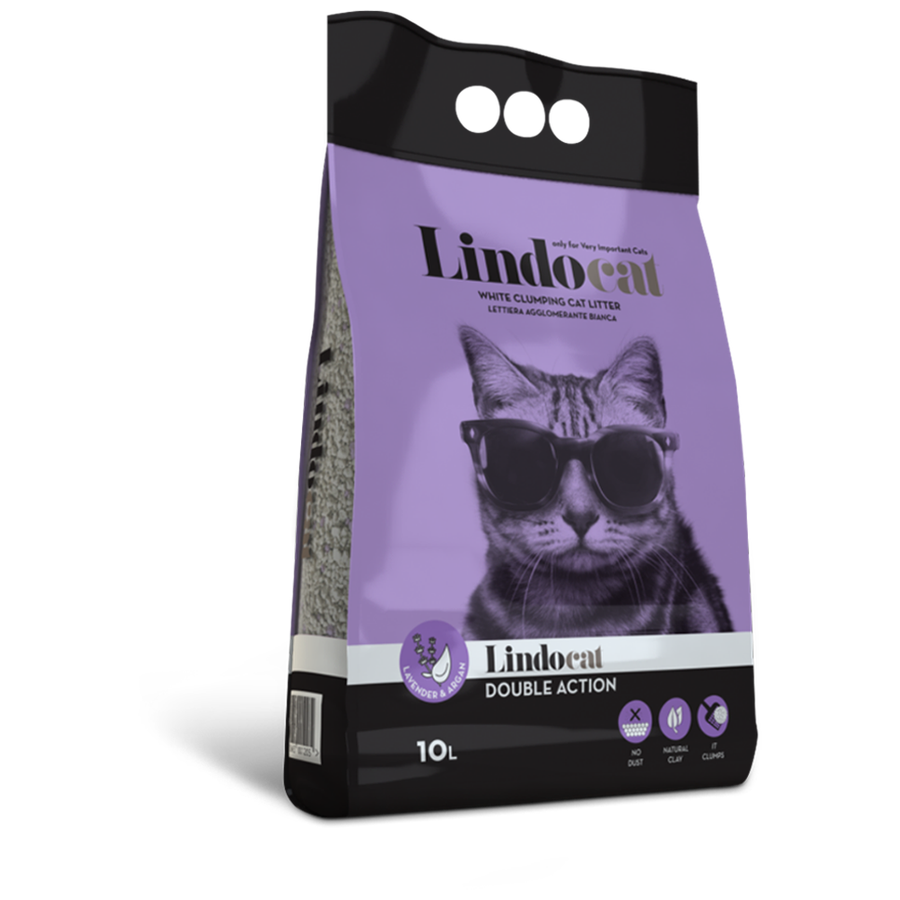 Lindocat Double Action Argan Yağı ve Lavanta Kokulu 10 LT İnce Taneli Topaklanan Bentonit Kedi Kumu