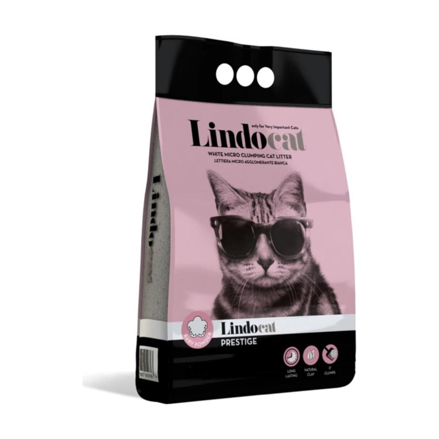 Lindocat Prestige خاک بستر بنتونیتی کلوخه‌شونده گربه با دانه‌های ریز با رایحه پودر بچه 5 lt
