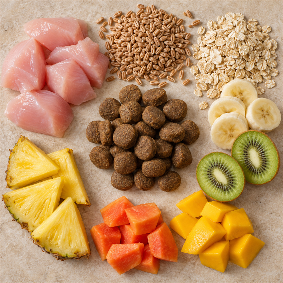 N&D Tropical Selection غذای سگ بالغ نژاد متوسط و بزرگ با مرغ و گندم اسپلت و جو دوسر و میوه‌های استوایی 2 کیلوگرم