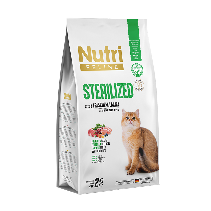 Nutri Feline Sterilised 2 کیلوگرم غذای کم‌غلات گربه عقیم‌شده با بره