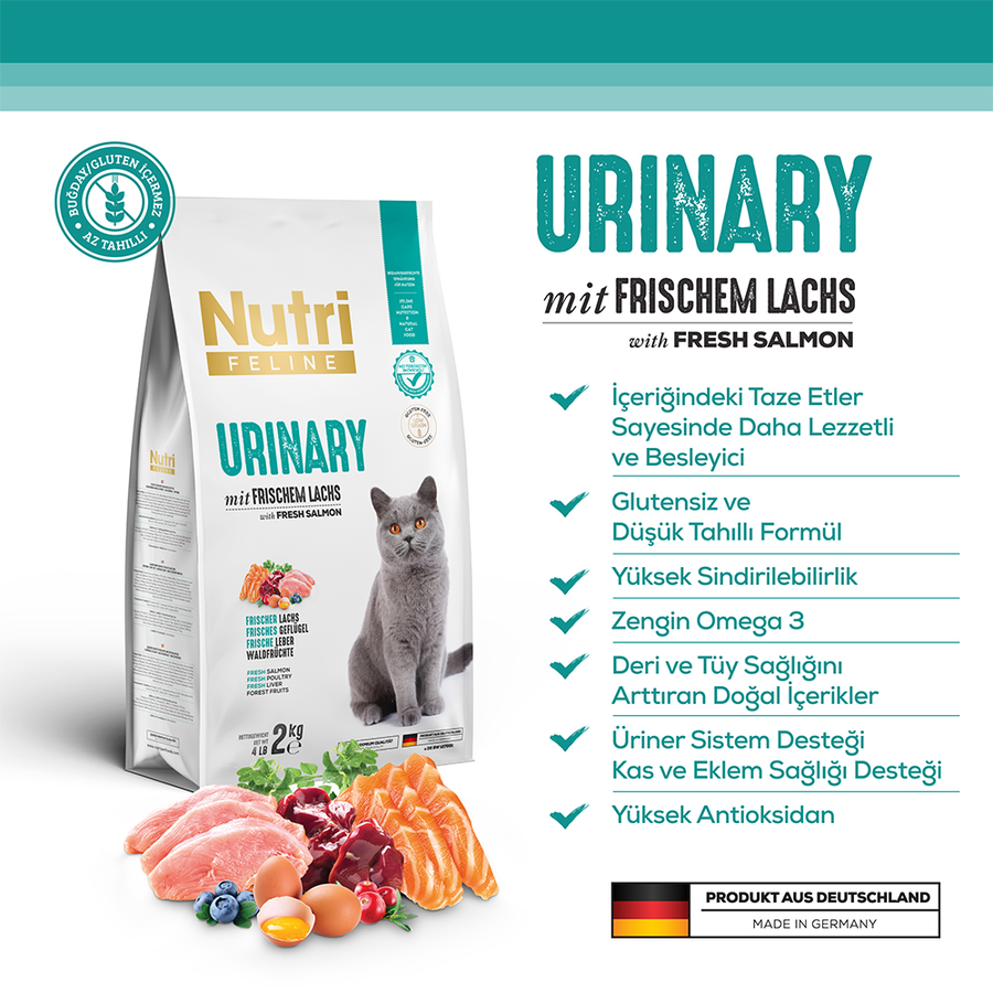 Nutri Feline Urinary 10 Kg Somonlu Düşük Tahıllı Yetişkin Kedi Maması