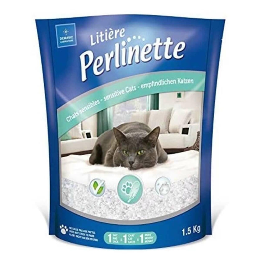 Perlinette Yetişkin ve Hassas Kediler İçin 1,5 KG Silika Kristal Kedi Kumu