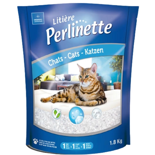 Perlinette خاک بستر گربه کریستال سیلیکا 4,4 LT / 1,8 KG برای گربه های بالغ و حساس
