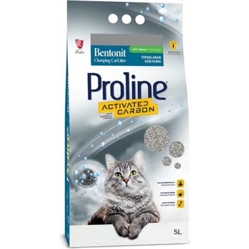 Proline Aktif Karbonlu 5 LT İnce Taneli Topaklanan Bentonit Kedi Kumu