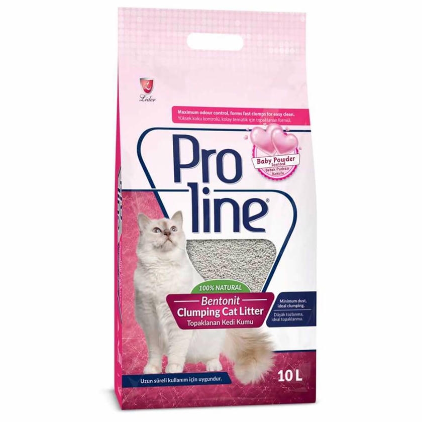 Proline Bebek Pudrası Kokulu 10 LT İnce Taneli Topaklanan Bentonit Kedi Kumu