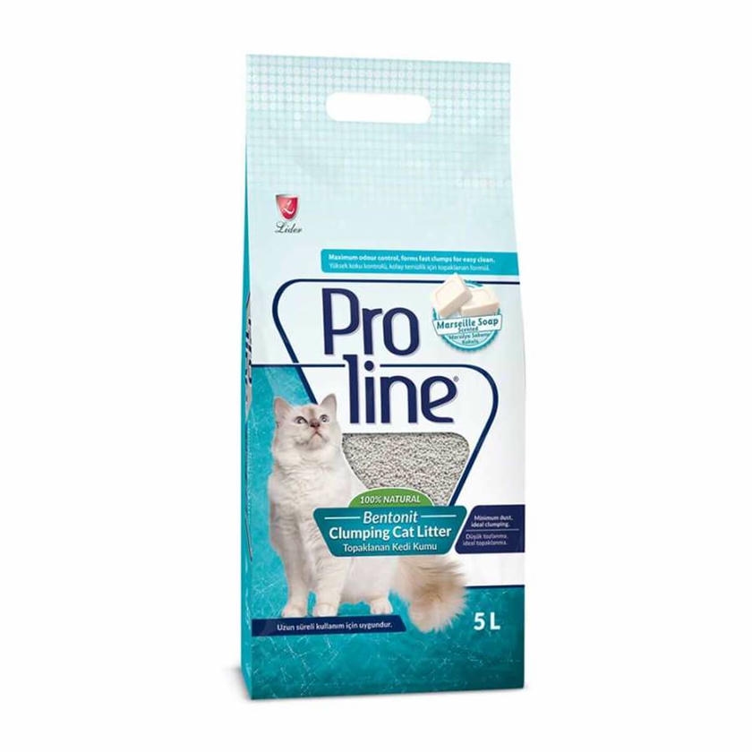 Proline Marsilya Sabunu Kokulu 5 LT İnce Taneli Topaklanan Bentonit Kedi Kumu