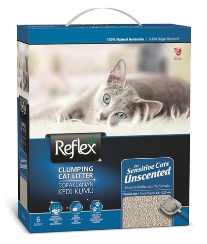 Reflex خاک بستر گربه بنتونیتی بدون بو 6 LT Fine Grain Clumping Bettonite Later for Sensitive، کلوخه‌شونده