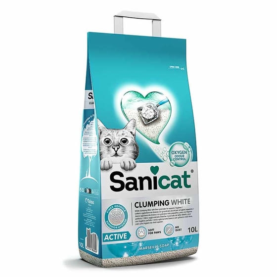 Sanicat Active Marsilya Sabunu Kokulu 10 LT İnce Taneli Topaklanan Bentonit Kedi Kumu