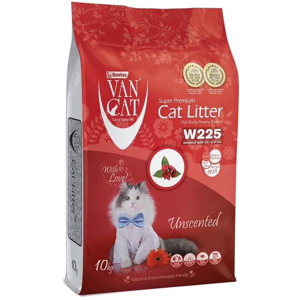 Vancat Naturel Kokusuz 10 KG İnce Taneli Topaklanan Bentonit Kedi Kumu