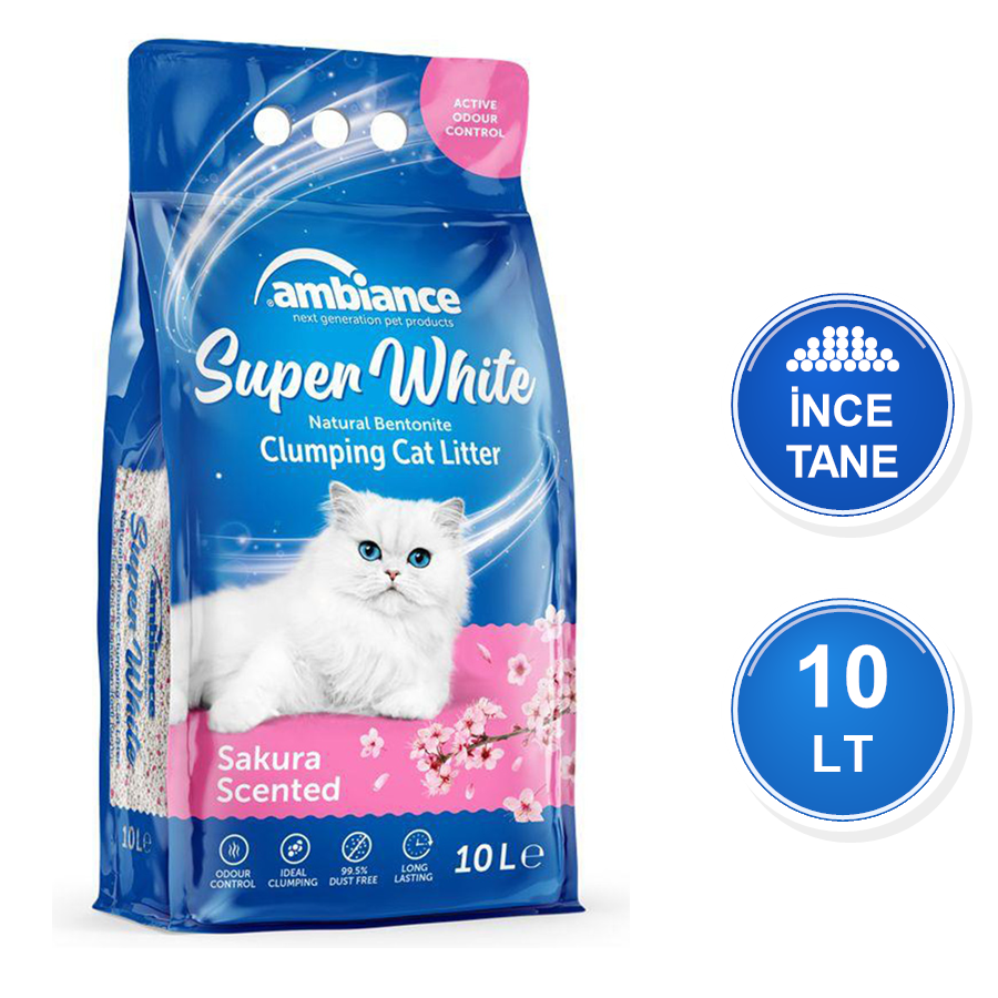Ambiance Kiraz Çiçeği Kokulu 10 LT İnce Taneli Topaklanan Bentonit Kedi Kumu
