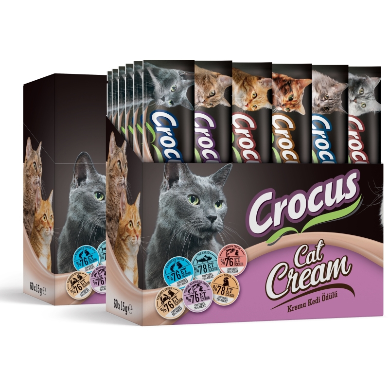 Crocus Multıpack60 6 Çeşit Krema Kedi Ödülü 900gr (60x15gr)